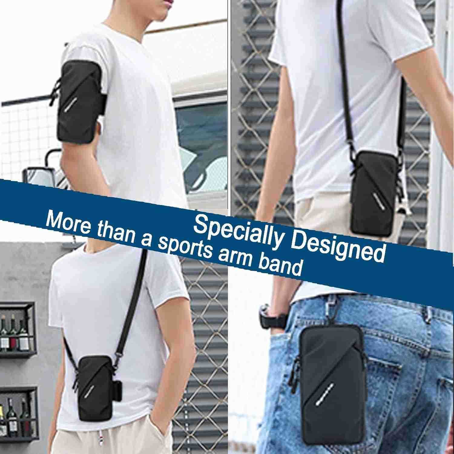 Phone Holder Arm Band Small Crossbody Shoulder Holsters Bag with Arm Bands Fits iPhone and Android Use for Running Walking Hiking Biking 67 Inches Bla