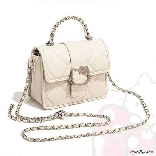Classic Women's Metal Sequin Cute Kitten Handbag Free Shipping Designer Niche Chain Fashion Dia Grid White Shoulder Crossbody Bag ddmywonder ddmy