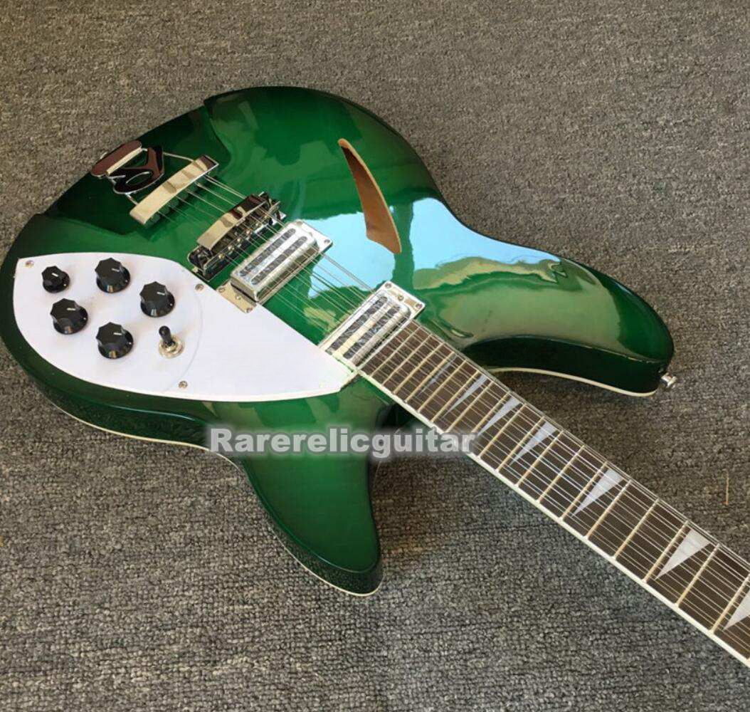 360 12-String Semi-Hollow Electric Guitar in Green Finish with Rosewood Fingerboard