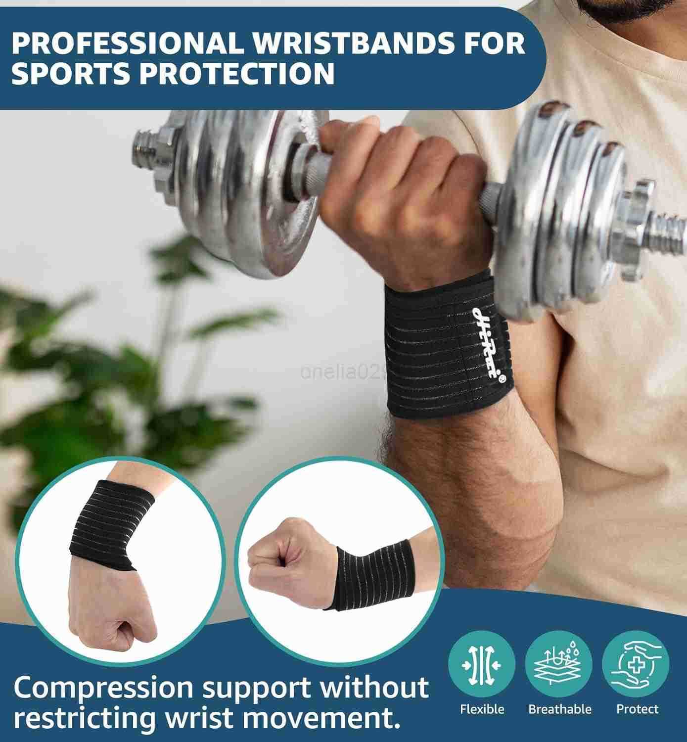 2Pack HighElastic Wrist Support Straps Wrist Compression Bandage Wrist Wraps Wristbands for Carpal Tunnel Arthritis Tendonitis Weightlifting Tennis Ba
