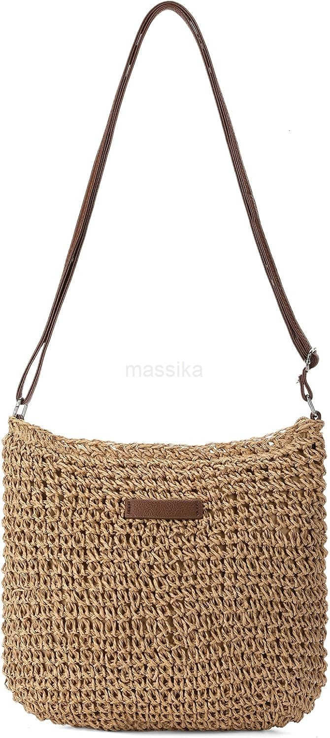 Straw Beach Bags for Women Summer Crossbody Bag Shoulder Bag Woven Purse for Vacation M250910