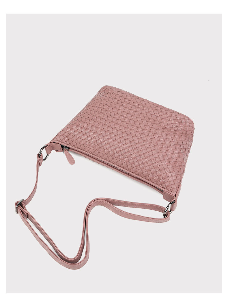 Free Shipping Luxury Designer Woven Bag for Women Fashion Pink Pu Leather Underarm Shoulder Bag
