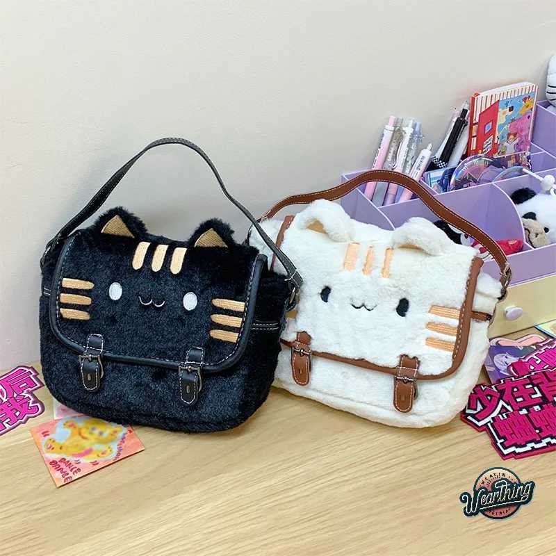Cute Cat Face Plush Shoulder Messenger Bag For Women Lovely Beautiful Cartoon Handbag Crossbody BagsXJ250910