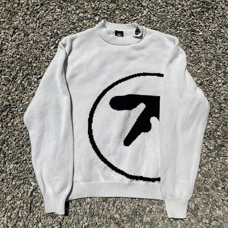 Men's Sweater Aphex Twin Knit Winter Oversized Vintage Long Sleeve Tops Jumper Pullover Y2k Streetwear Graphic Fashion Clothing dongdumaoyi