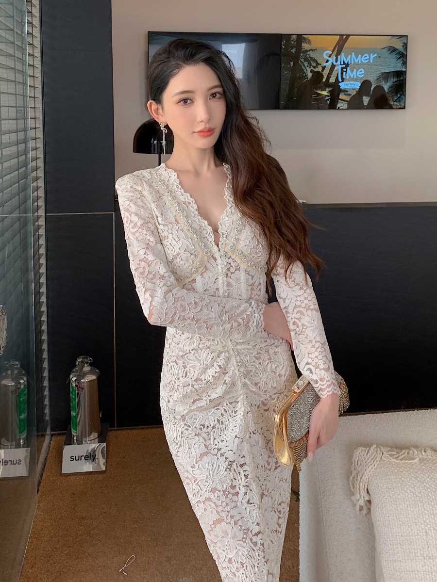 FD260 New Lace Long Skirt Evening Dress