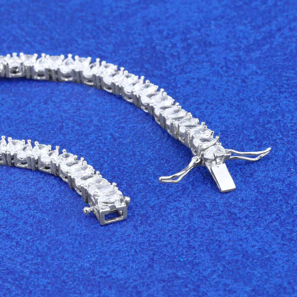 0.5ct 4*6mm Hiphop S Sterling Sier Moissanite D Color Pear Cut Water Drop Shape Full Dia Tennis Bracelet