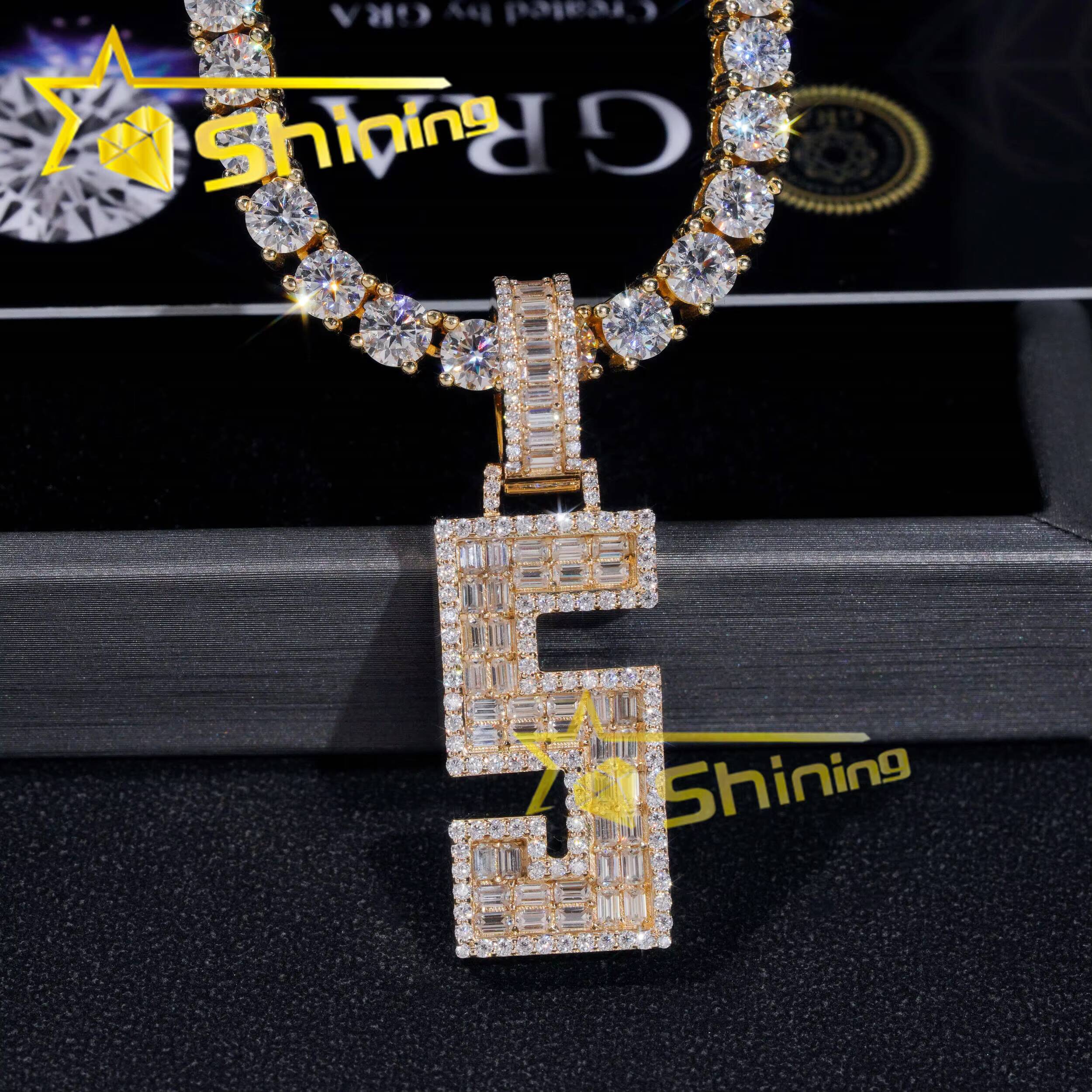 10K Solid Gold Pendant Vvs Moissanite Diamond Iced Out Pendant Pass Diamonds Tester Pendant Fine Jewelry