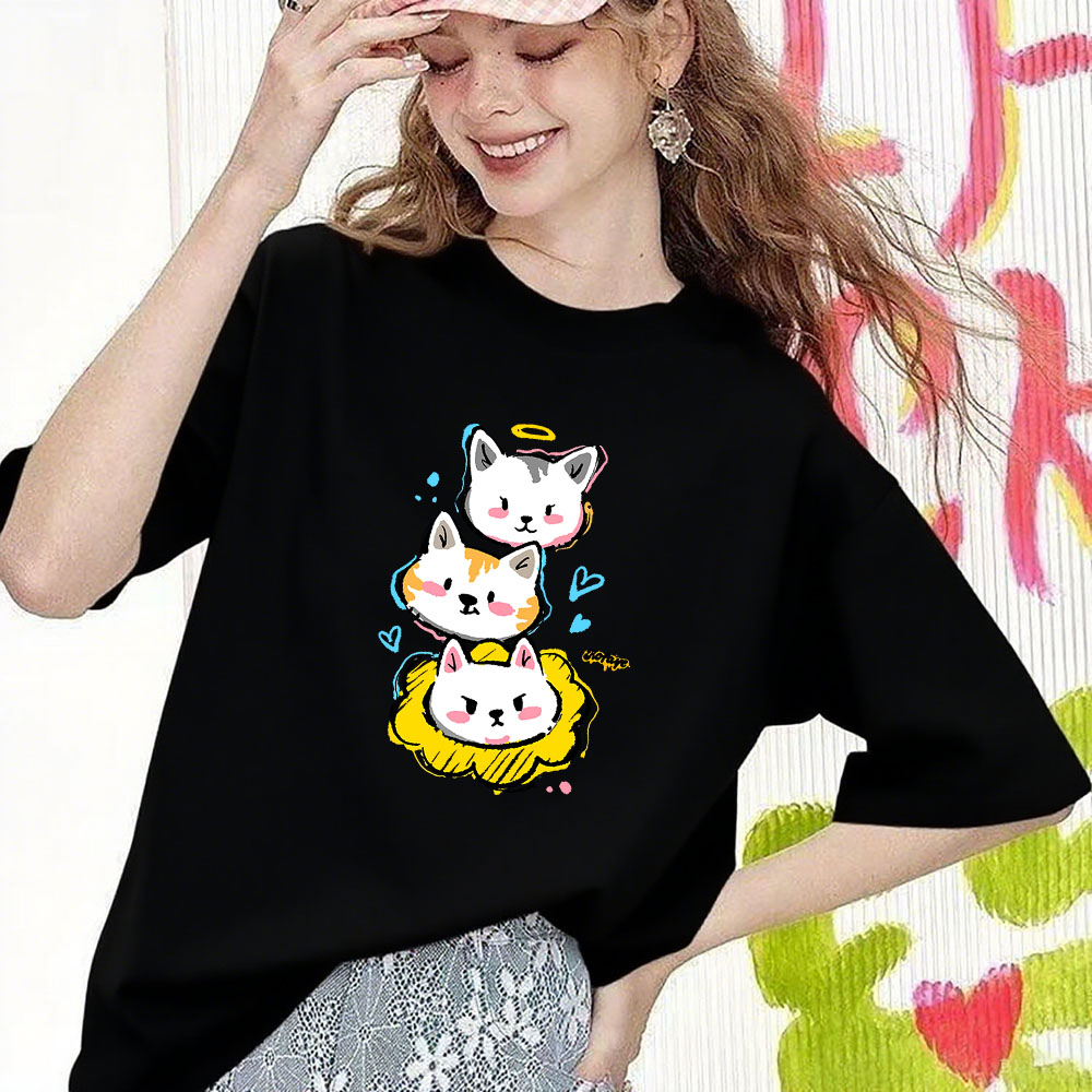 Fashion Versatile Printed Short-Sleeve Top - High-Quality Heavyweight Pure Cotton Tee (260g) 202509091006
