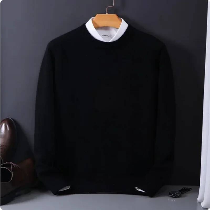 2024 Cashmere Sweater O-neck Pullovers Men's Loose Oversized M-3XL Knitted Bottom Shirt Autumn Winter New Korean Casual Men Top dongdumaoyi