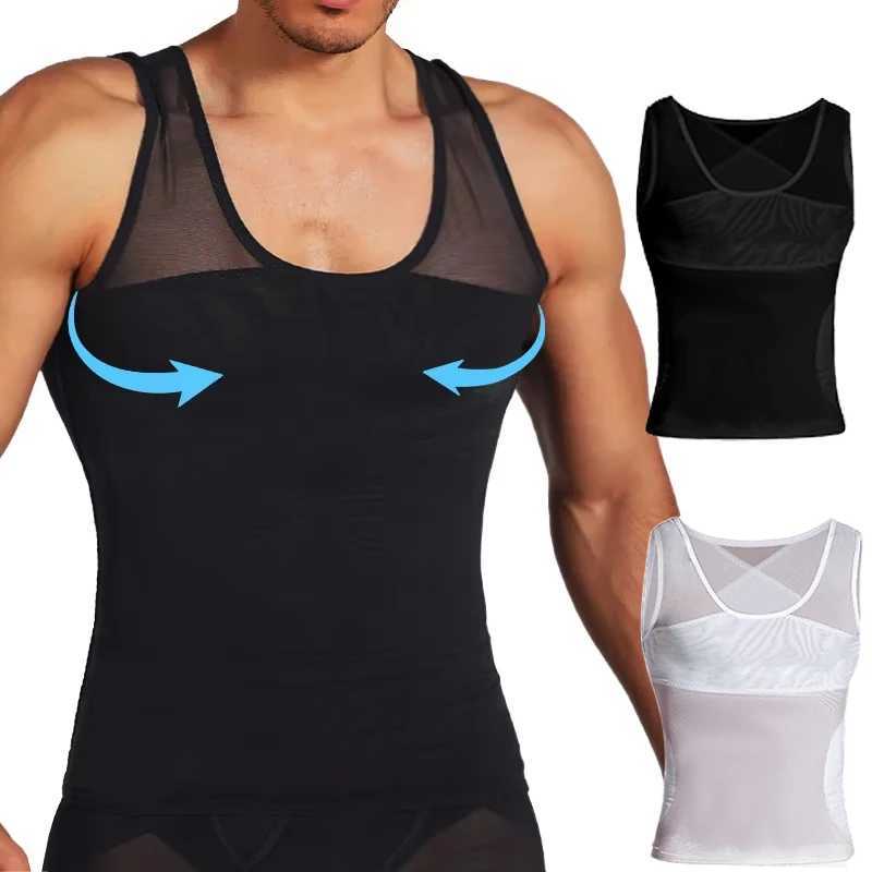 Mens Compression Tummy Control Body Shaper Tank Top Vest Undershirt Tops Shaping Sweatshirt Hide Gynecomastia Chest Shapers W250910