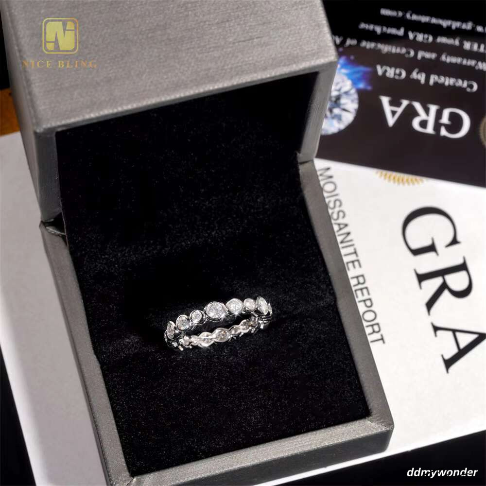 Fine Jewelry S Sier Bezel Radiant Cut VVS Moissanite Ring Women Finger Rings Wedding Engagement