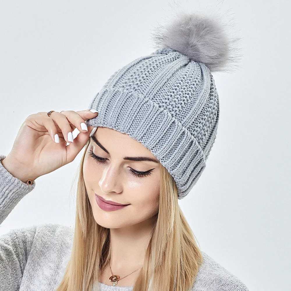 Thick Cable Knit Faux Fuzzy Fur Pom Fleece Lined Skull C Cuff Beanie Womens Winter Beanie HatXJ250910