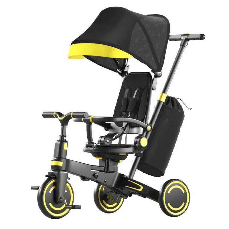 Childrens Tricycle 15 years old Multifunctional Folding Lightweight Stroller PU Wheel Shockproof with ning Pedal Tricycle W250910