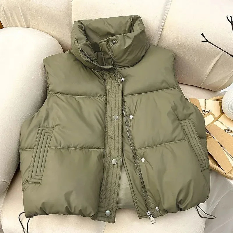 2025 Women Winter Warm Waistcoat Ladies Sleeveless Stand Collar Coats Warm Outerwear Casual Lightweight Puffer Vest Jackets 250823