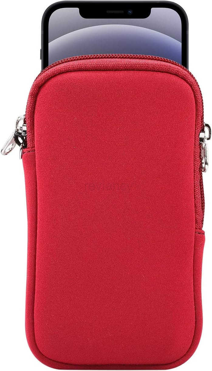 Small Size Cell Phone Sleeve Zip Wallet Pouch with Neck Strap for iPhone 16 16e 15 14 Pro iPhone 13 12 Pro iPhone 13 12 Mini 11 Pro iPhone SE 3rd G iP