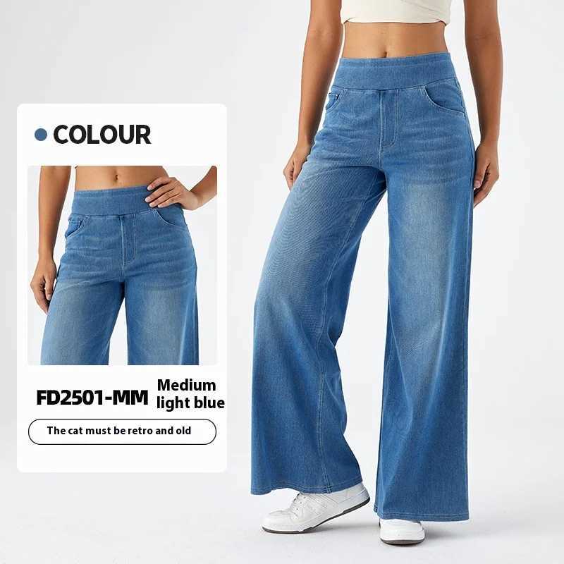 Womens New Large Size Denim WideLegged Trousers American HighWaisted Thin Straight Loose Casual Trousers Casual Jeans Z250910