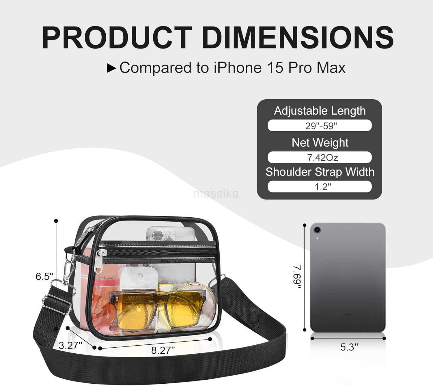 Clear Bag for Stadium Events Clear Purse for Women and Men for Sports Events Concerts Festivals M250910