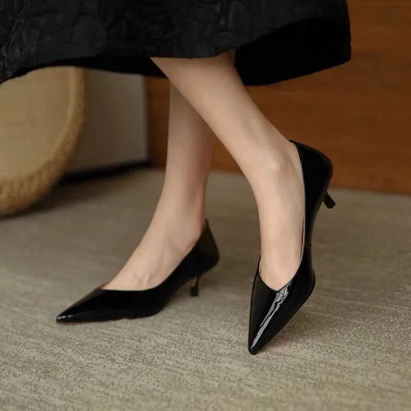 Shoes for Woman 2024 Blue Womens Summer Footwear Black Formal with Medium Heels Stilito Chic and Elegant Genuine Mark E Shoe A W250910
