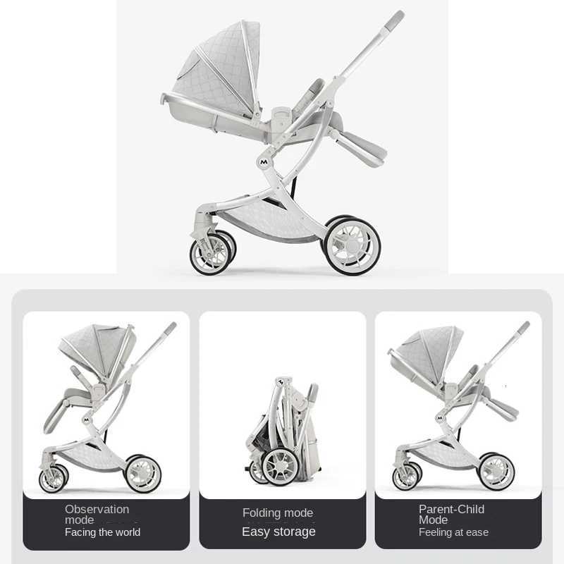 Baby Stroller Can be Sitting and Lying Down Twoway Push Lightweight Onebutton Folding High Landscape Baby Newborn Stroller W250910