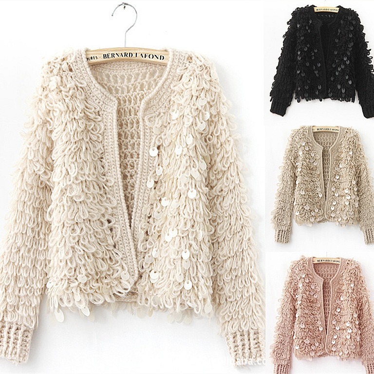 2025 autumn and winter design new women's sequined mohair designer short knitted cardigan sweater top