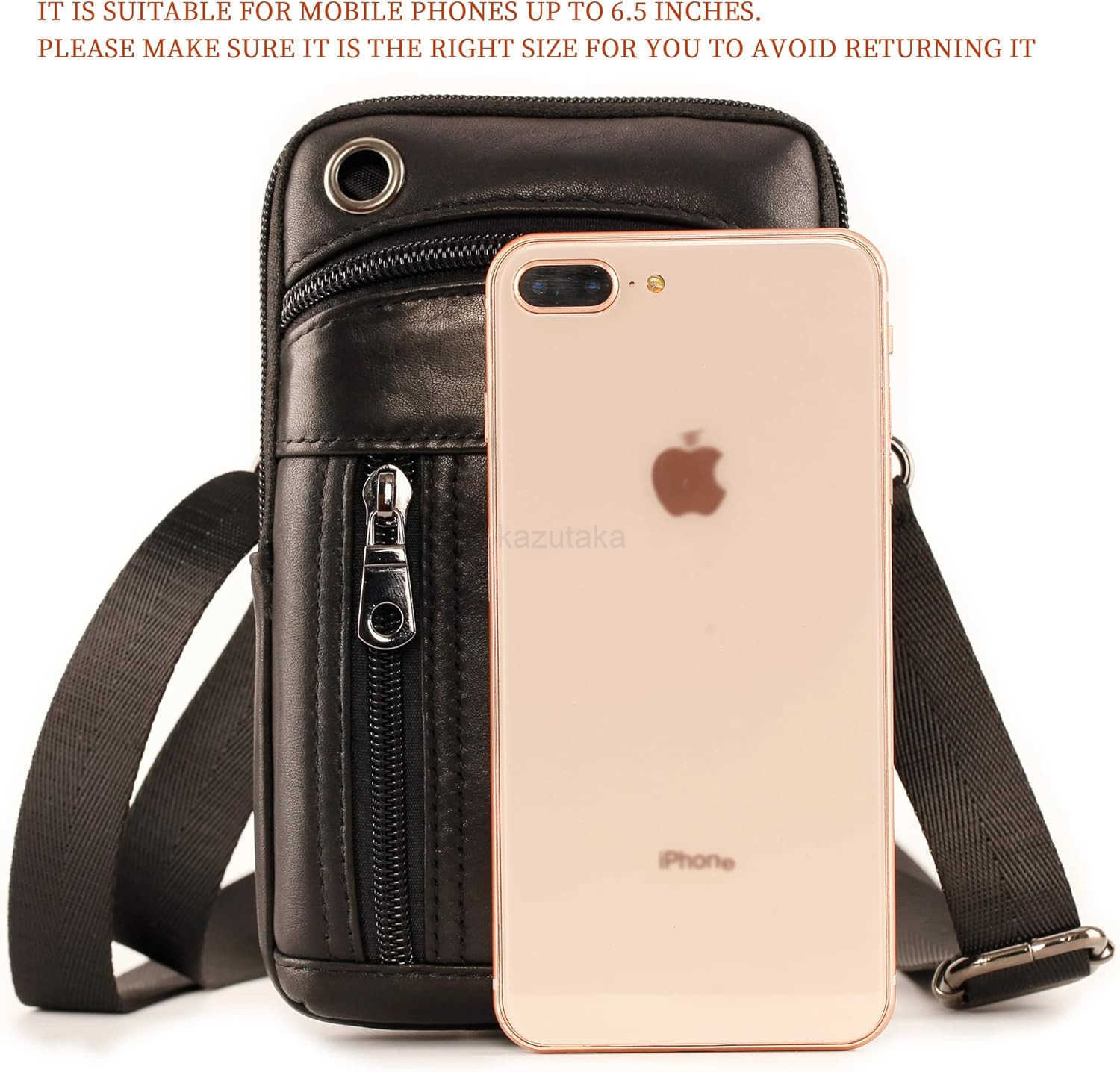 Mens Leather Cell Phone Holster Vertical Belt Clip Cellphone PouchPurse Waist Bag compatible with iPhone Google Zipper Storage Phone Bag for WorkHike 