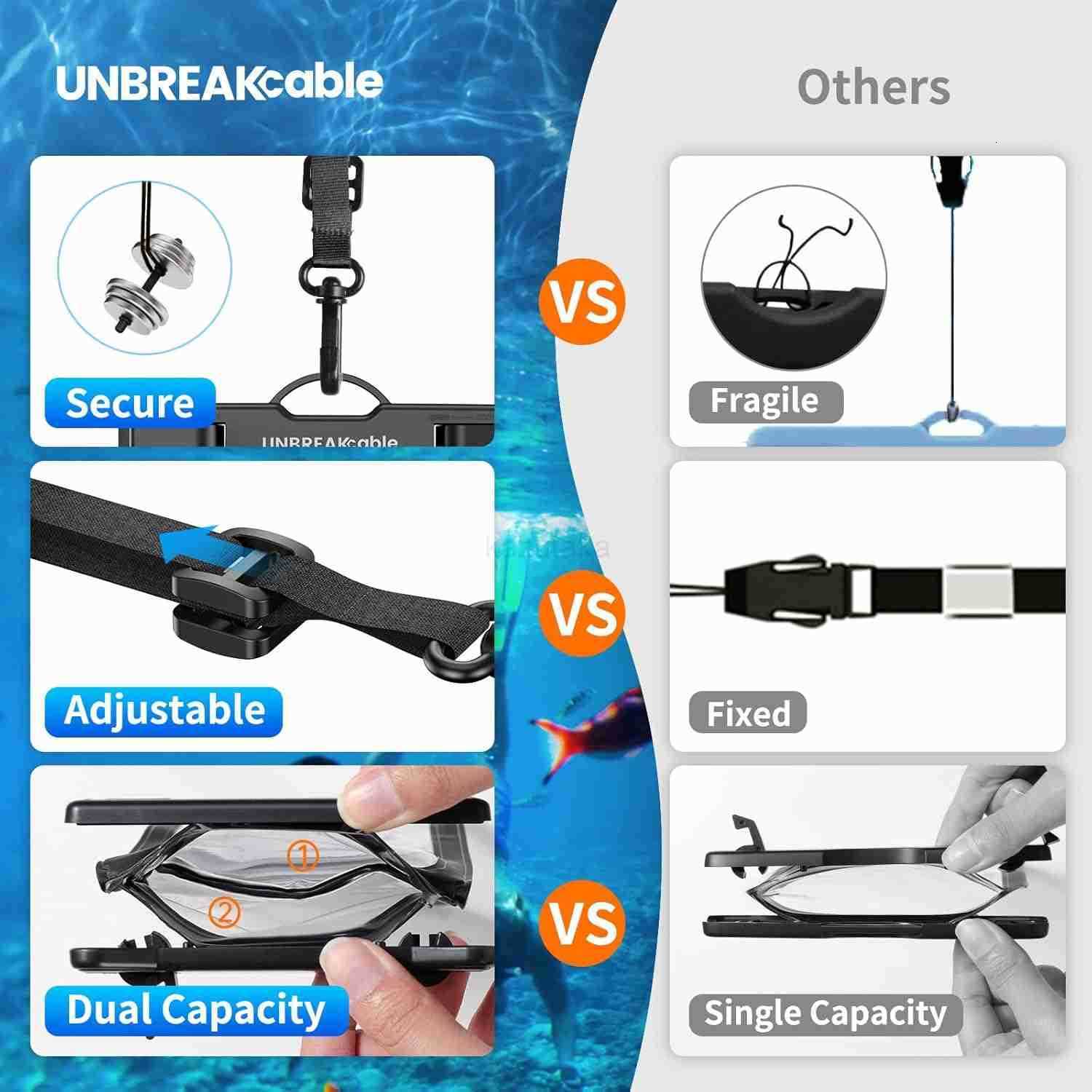 IPX8 Waterproof Phone Pouch 2Pack Double Space Waterproof Phone Case for iPhone 15 16 Pro Max up to 7 Cellphone Dry Bag with Lanyard for Vacation Beac