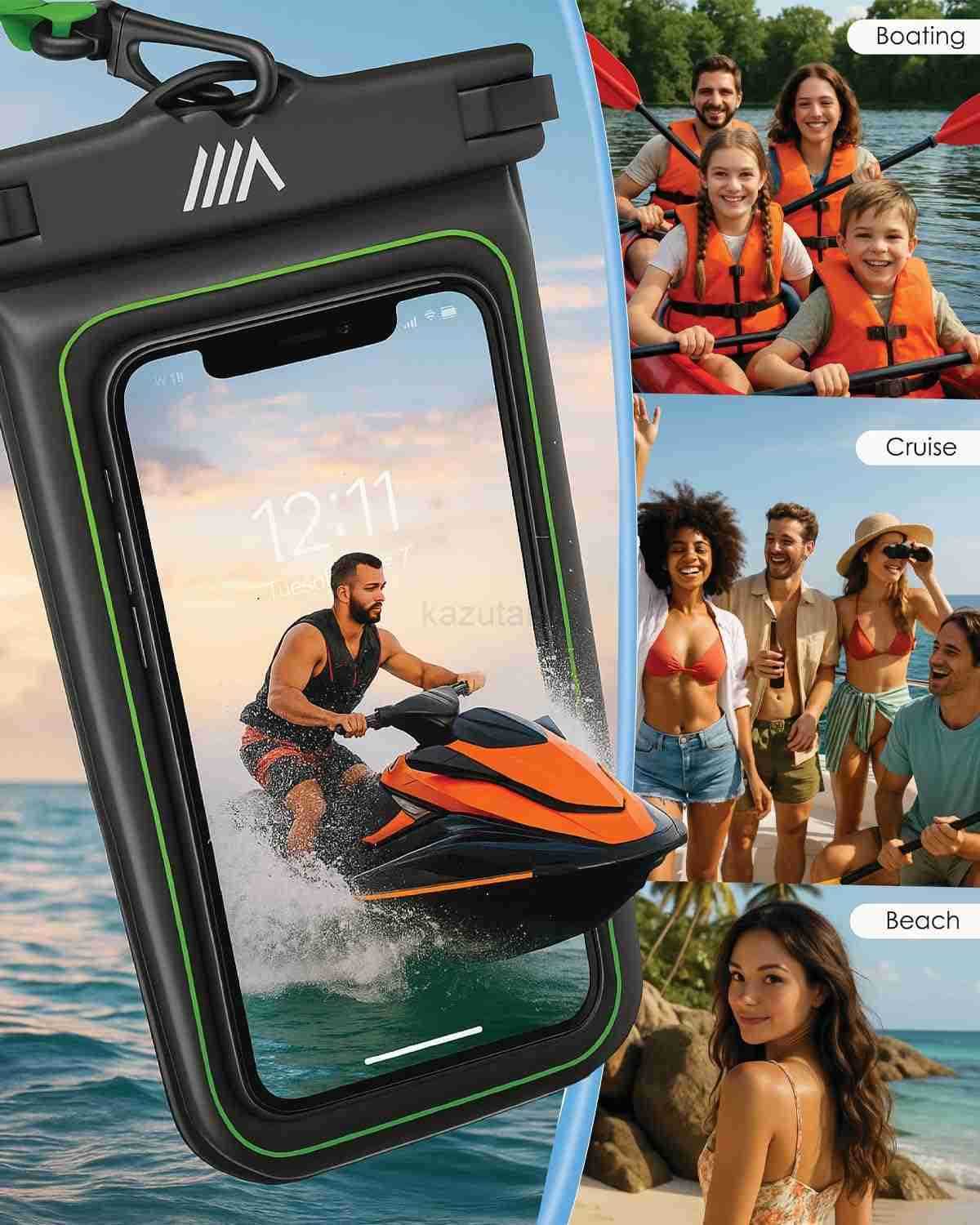 2025 Upgraded 2 Pack Black IP68 Waterproof Phone Pouch Floating Design No Sink Waterproof Phone Case Beach Pool Travel Essentials Works wAll Phones De