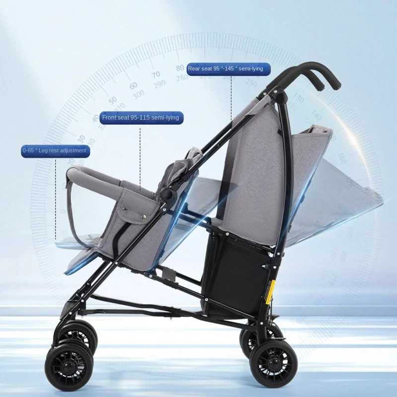 Twin Baby Stroller Can Sit and Half Recline Children Stroller Front and Rear Double Seat Lightweight Folding Double Pram W250910