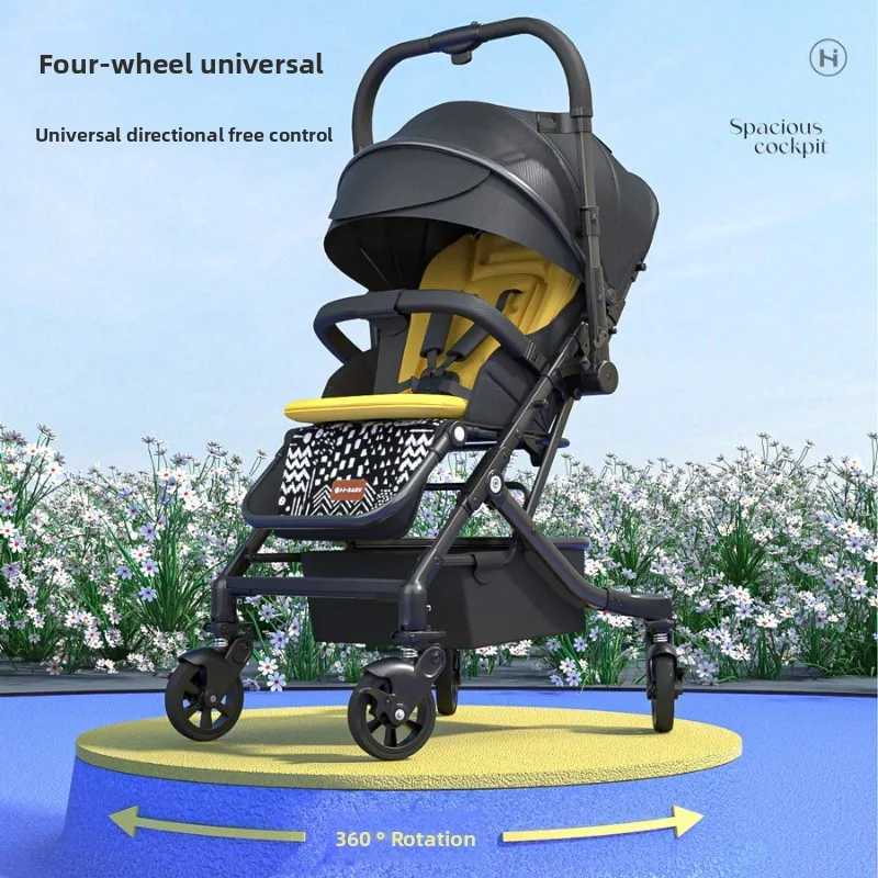 Lightweight Fourwheel Universal Baby Stroller Twoway Sitting and Lying Reversible Shockabsorbing Folding Newborn Babystroller W250910
