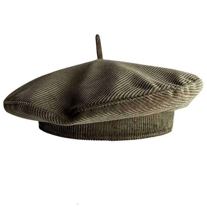 Autumn Winter Fashion Corduroy Black Beret Versati Stylish Flying Saucer Hat Egant Painter Fashion wear for Wen G250910