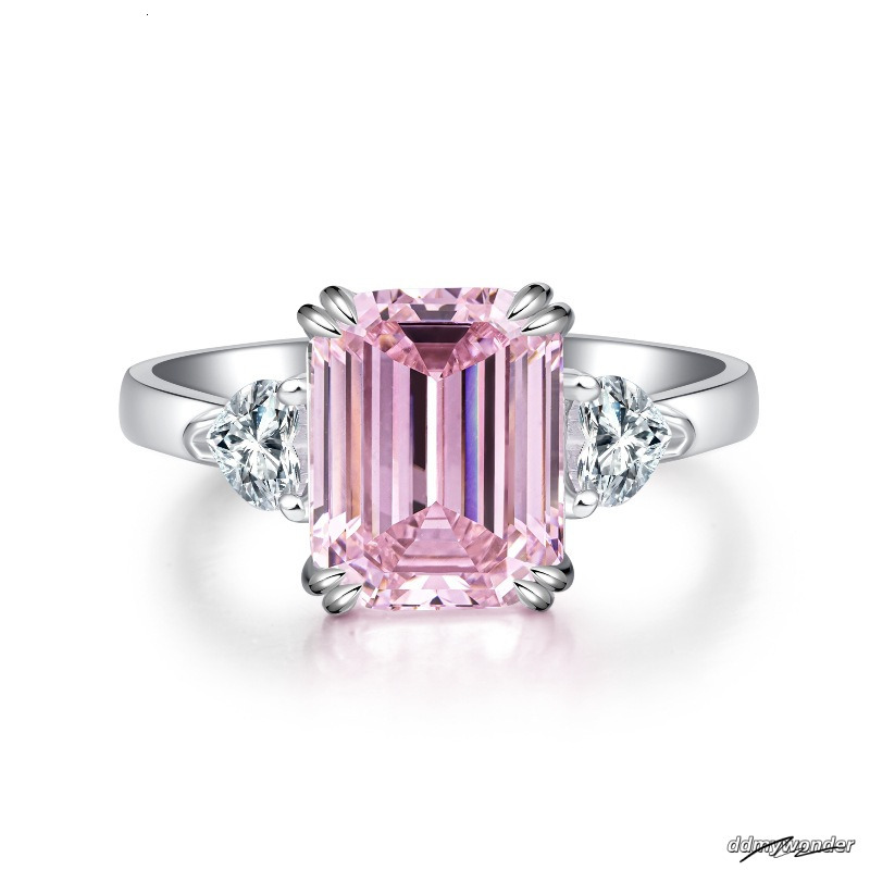 4Ct Moissanite Dia Wedding Rings Jewelry Stunning Real 100% Sterling Sier Emerald Cut Gemstones Party Eternity Women Bridal Ring For Lover Gift