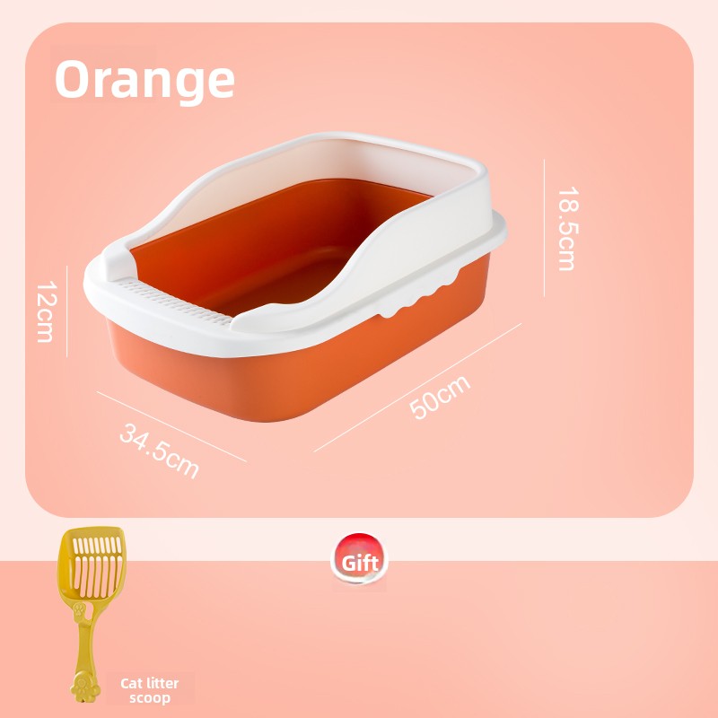Open Top Cat Litter Box with High Sides & Scoop, Spacious Anti-Splash Litter Pan for Large Cats/Multi-Cat Household, Easy-Clean Detachable Cat Litter 
