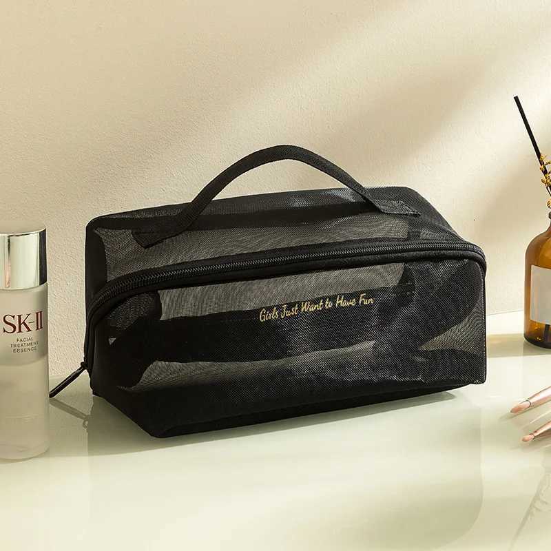 Large Capacity Mesh Makeup Bag Transparent Simple Toiletry Bag Cosmetic Storage Bag Travel Toiletry BagXJ250910