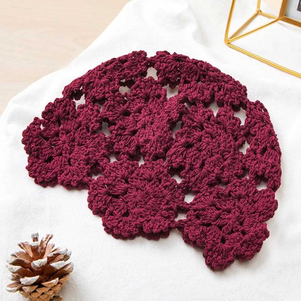 Breathab Hollowed Out Knitted Hat Flowers Casual Beret Summer Fashion Flowers Breathab Cotton Sklies Sun Visor Wen G250910