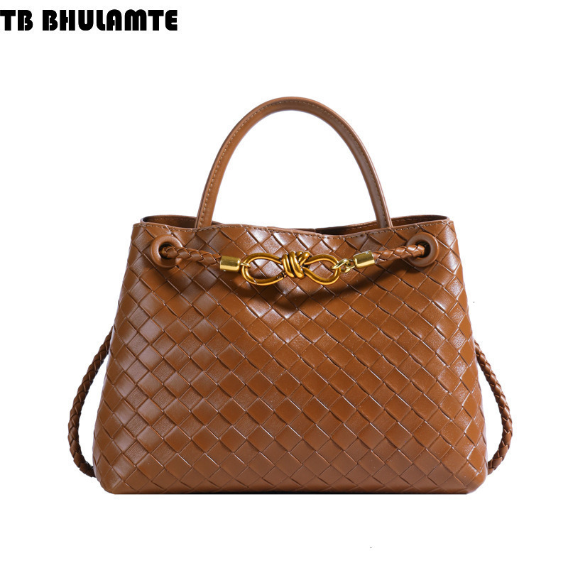 Free Shipping Designer Luxury Bag Bag 2025 New Women's Bag Niche High-end Metal Rope Buckle Woven Shoulder Bag Fashion Versatile Retro Commuter B