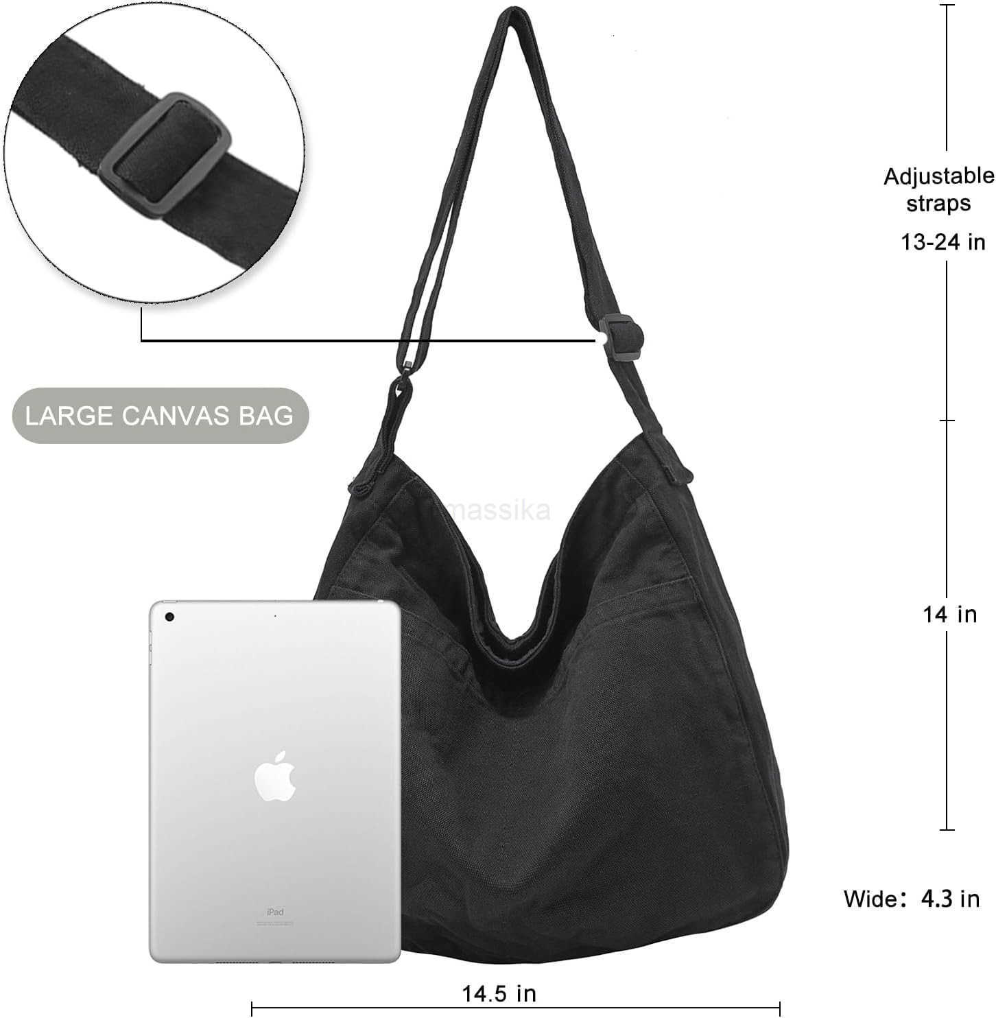 Canvas Tote Bag Casual Hobo Crossbody Shoulder Bag for Women and Men Large Purse Messenger Bag Travel Work M250910