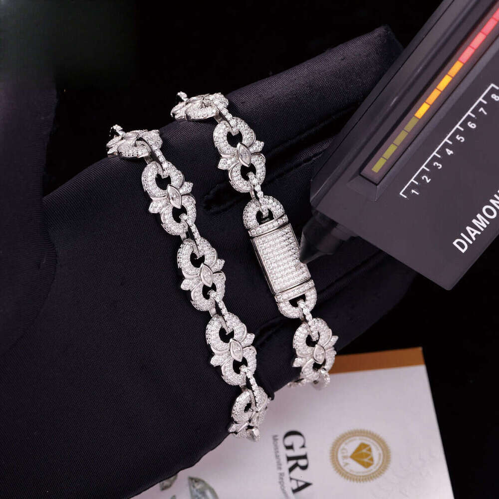 Fashion Style VVS Sterling Sier Dia Hip Hop Iced Out Moissanite Cuban Bracelet