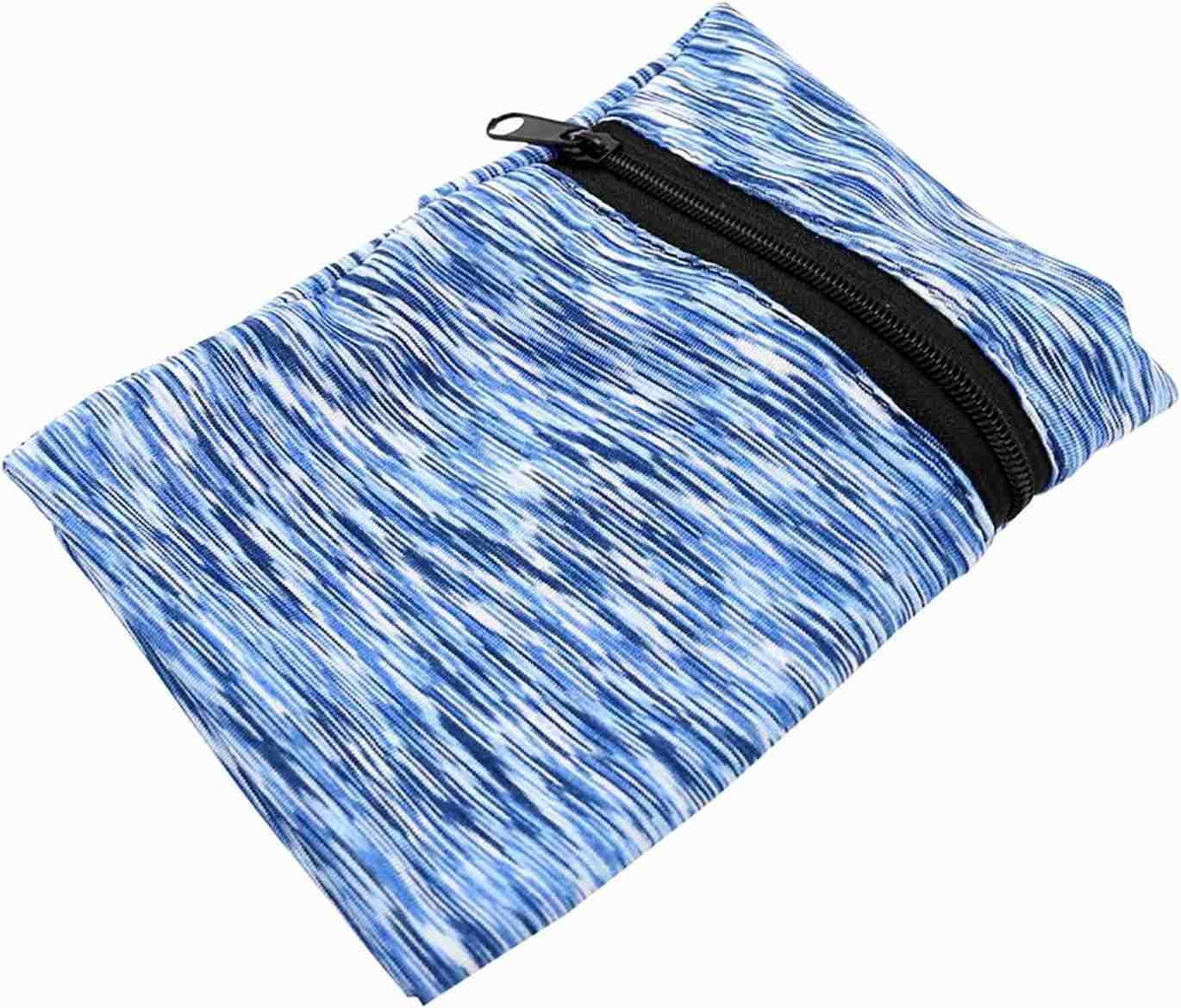 2PCS Outdoor Sports Wrist Wallet Breathable Absorbent Sweatband with Zippered Pocket Elastic BodyFitting Mini Arm Bag Securely Carry Cell Phone Keys C