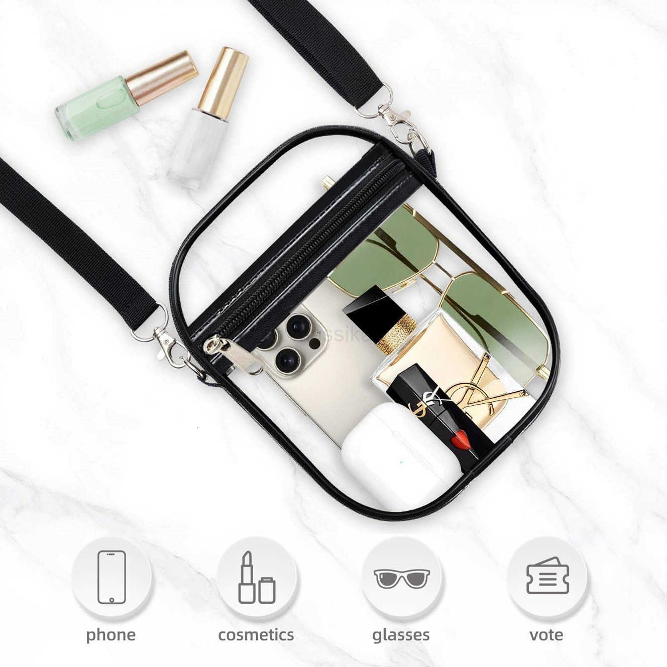 Clear Crossbody Purse Bag Clear Bag Stadium Approved with Front Pocket for Concerts Sports Festivals M250910