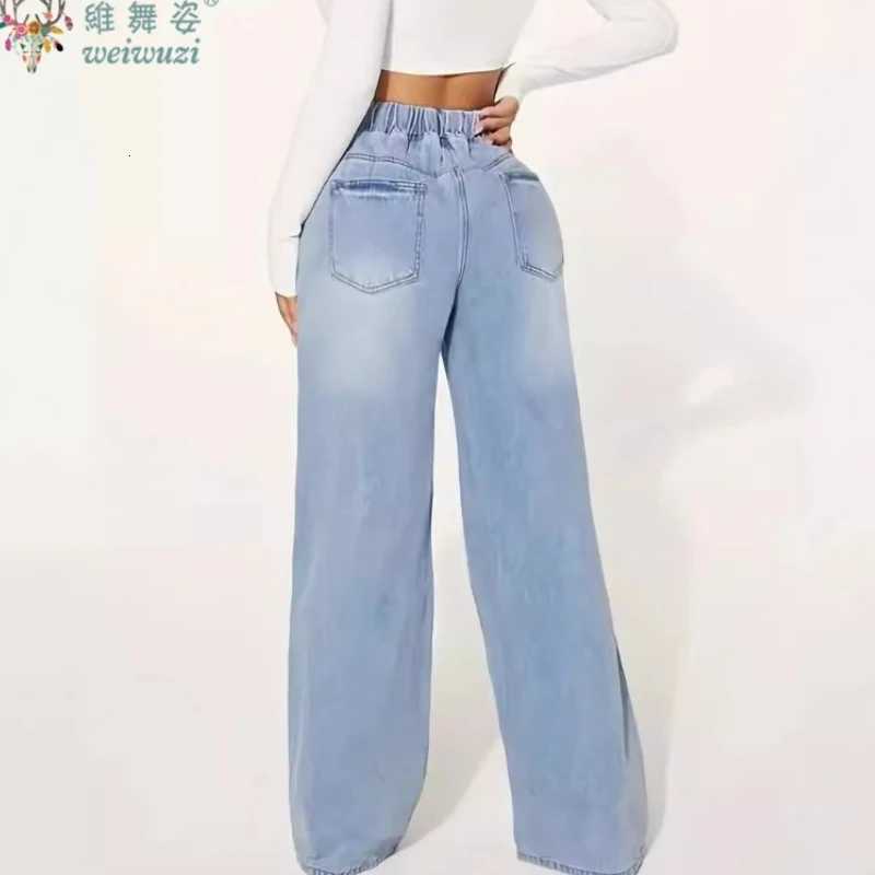 Wide Leg Denim Pants JEANS for Women Vintage FloorLength High Waist Pants Drawstring Practical Causal Streetwear Wash Trousers Z250910