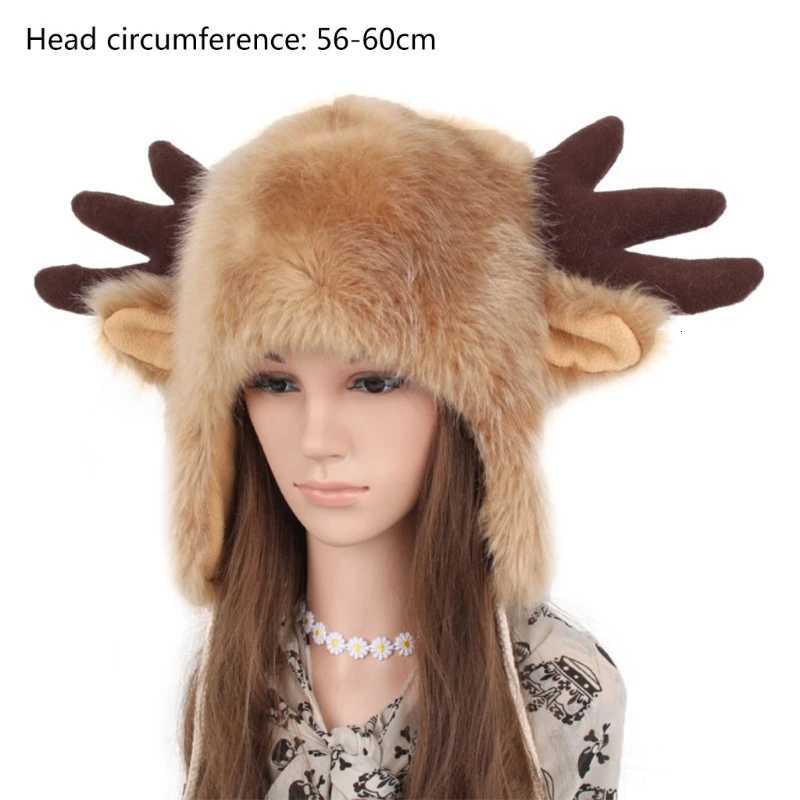 DXAE Women Faux Fleece Fuzzy Plush Winter Trper Hat Ski C Ear Fls Cold Weather Snow Ski Cute Antlers Horns Ears EarmuffXJ250910