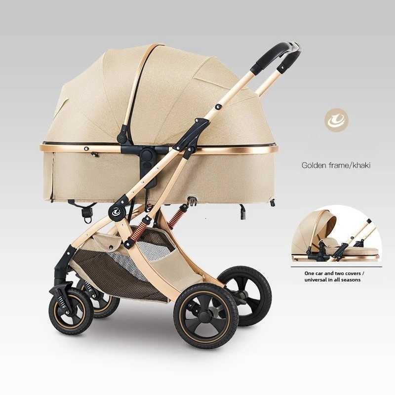2in1 Baby StrollerFoldableTwowayHigh ViewAdjustable SeatBaby Stroller with Mosquito Net and Water Cup Holder W250910