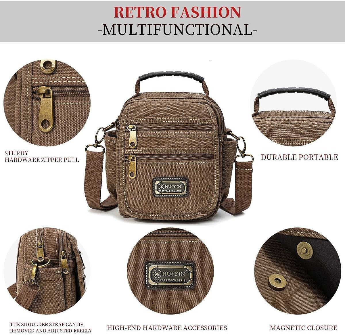 Man Small Canvas Crossbody Phone Purse Bag Mini Messenger Bag Waist Belt Side Bag Z250910