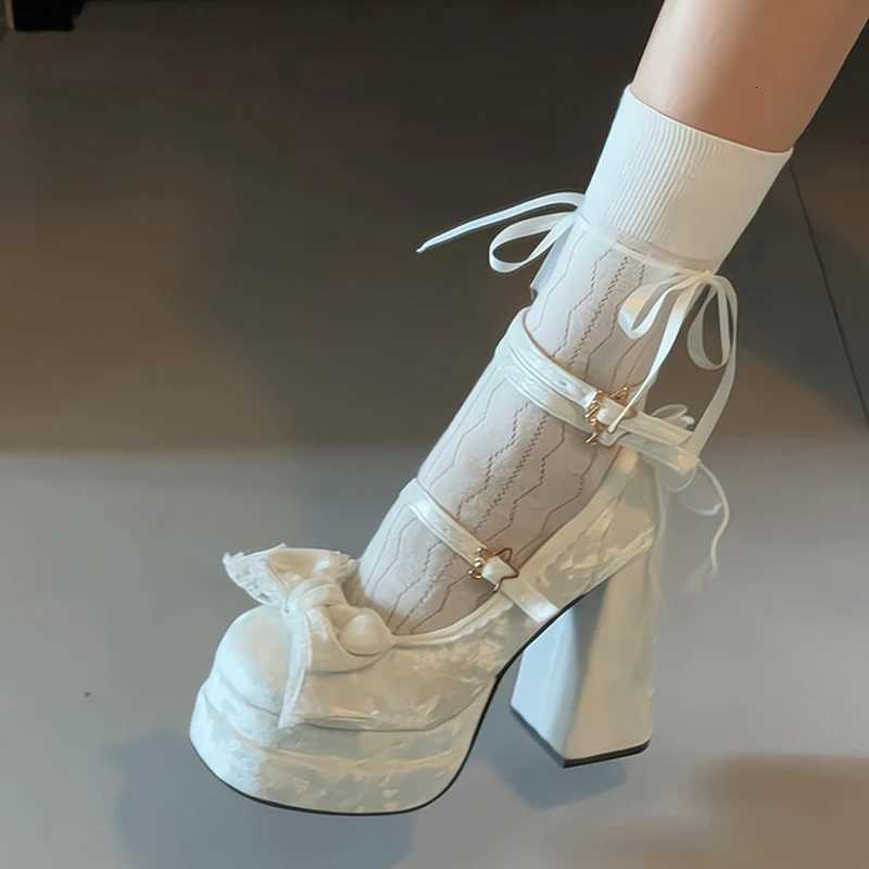 Platform High Heel Womens Mary Jane Shoes Fashion Butterflyknot Shoes Spring Autumn Wedding Party Shoes W250910