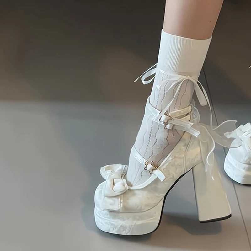 Platform High Heel Womens Mary Jane Shoes Fashion Butterflyknot Shoes Spring Autumn Wedding Party Shoes W250910