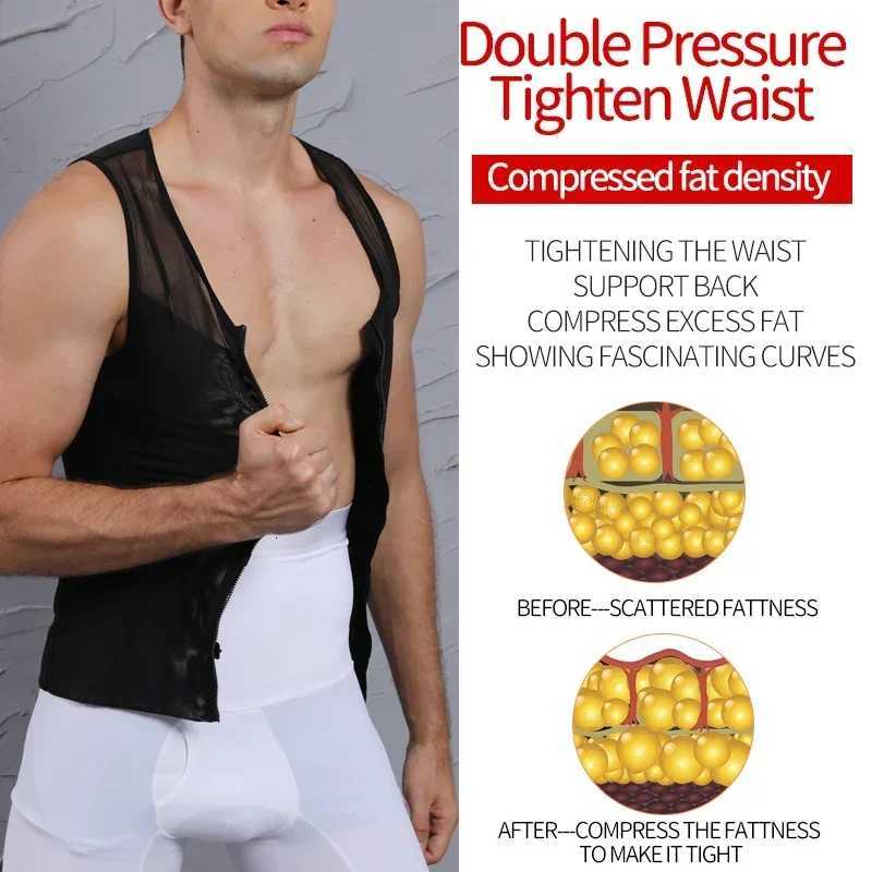 Mens Body Shaper Abdomen Slimming Shapewear Belly Shaping Corset Top Gynecomastia Compression Shirts WIth Zipper Waist W250910