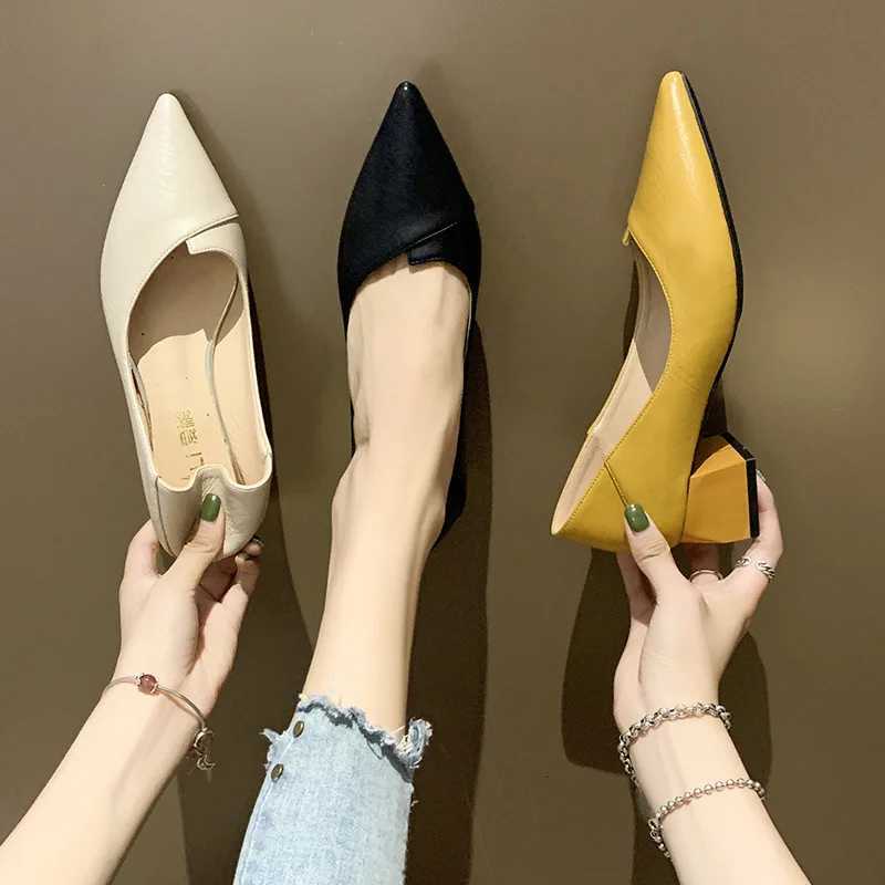 Fashion Solid Color Womens Pumps Shoes Pu Pointed Toe Office Work Ladies High Heel Female Slip on Casual Shoes W250910