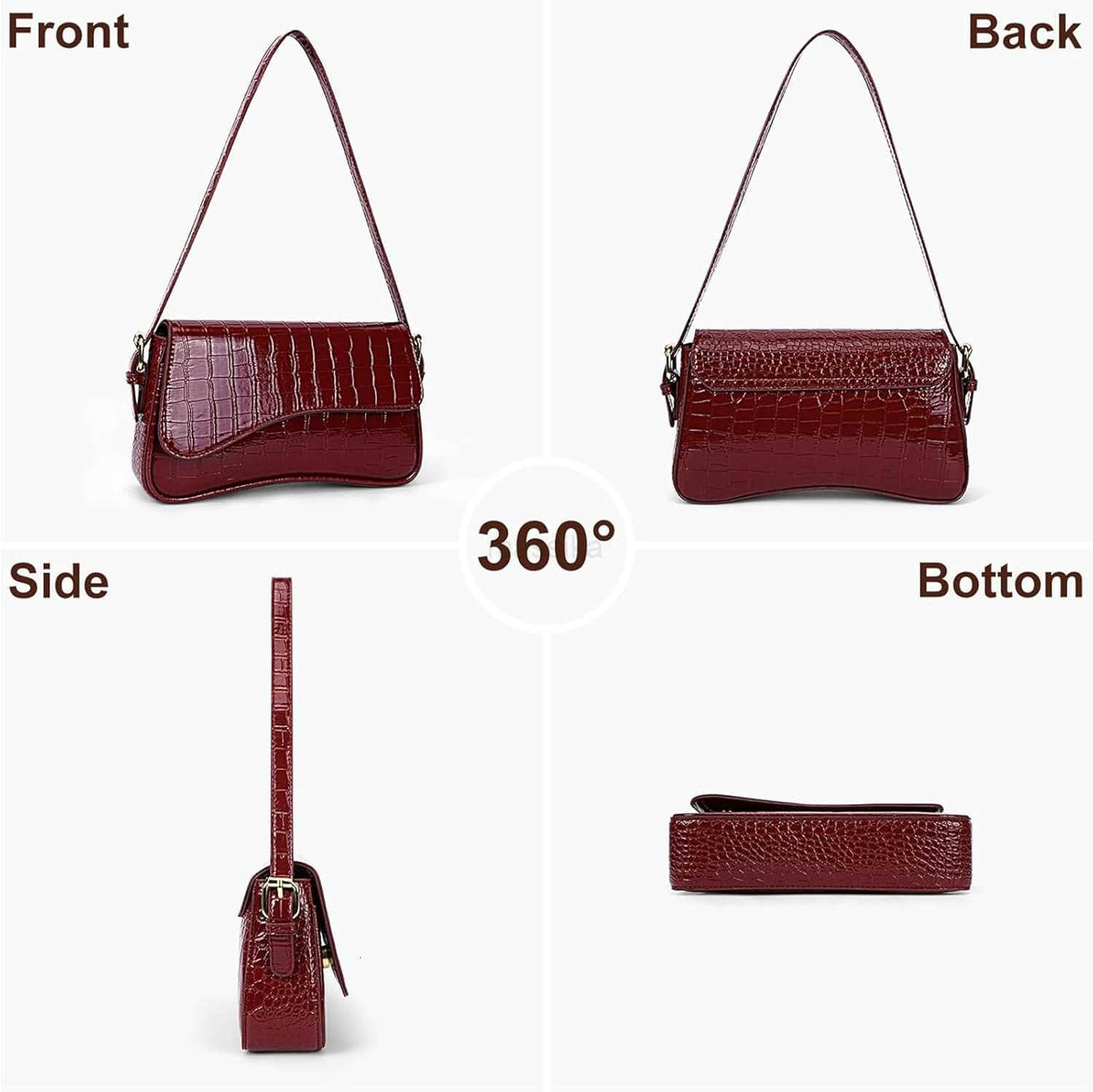 Shoulder Bag for women Y2K Crossbody Vegan Leather Purse Straps Retro Clutch Hobo Hadbags with 2 Removable M250910