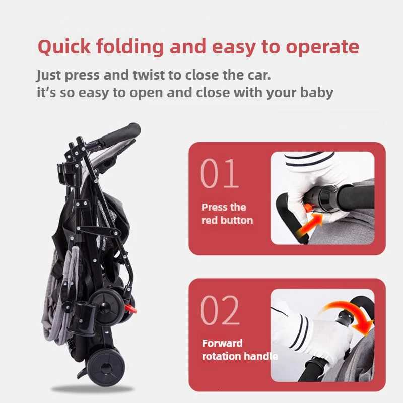 Foldable and Lightweight Baby Stroller for Sitting and Lying Shockabsorbing and Brakeresistant for All Seasons W250910