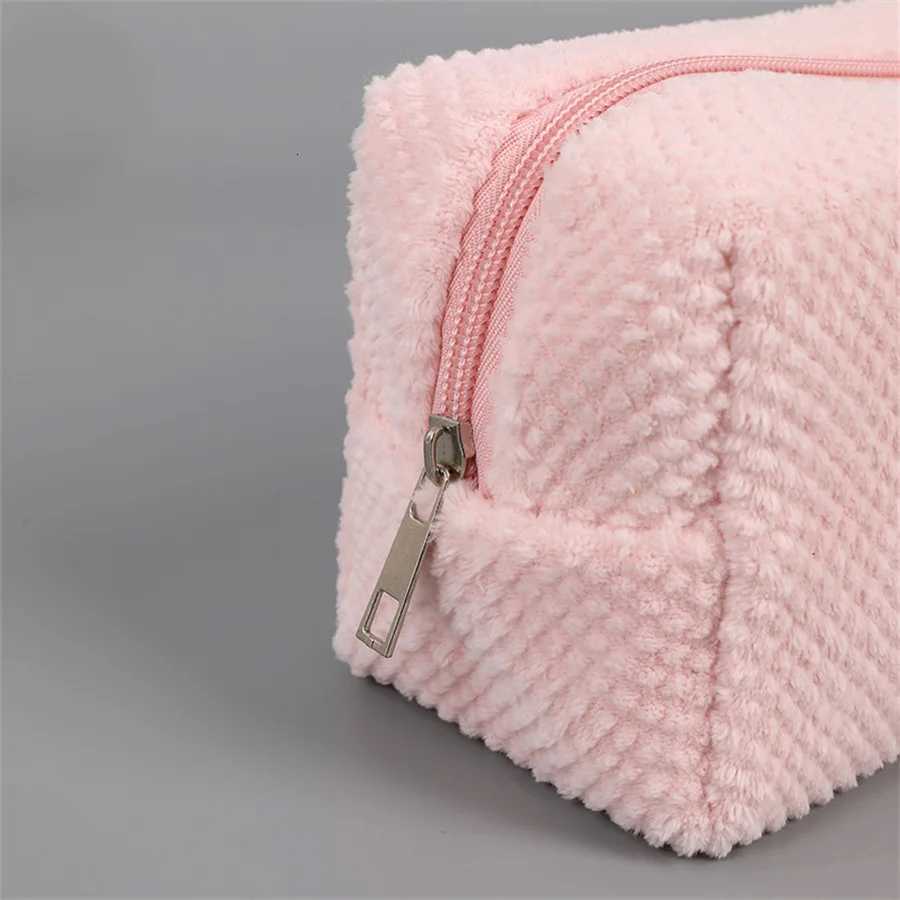 Solid Plush Cosmetic Lipstick Storage Bag Pencil Case Women Girls Makeup Handbags Travel Organizer Pouch Pen Bags Toiletry KitXJ250910